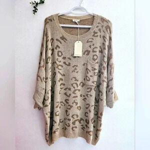 JODIFL Laganlook Sz M Boxy Oversized Folded 2/3Sleeve Knitted Sweater Nwt